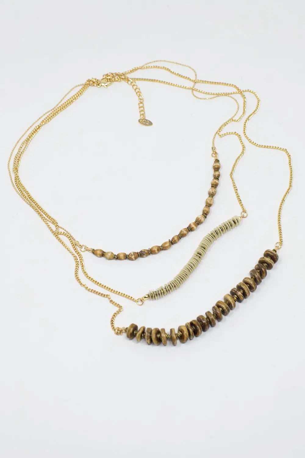 3 in 1 Necklace With Golden Beads In Different Shapes and Sizes - GOLD
