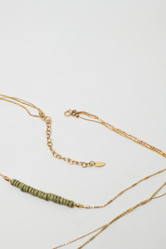 3 in 1 Necklace With white and Green Beads