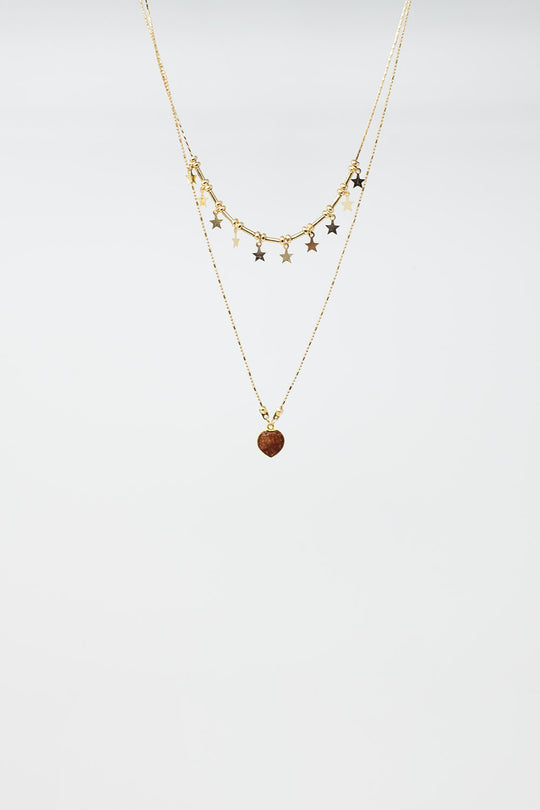 2 in 1 Necklace with Star and Heart Charms