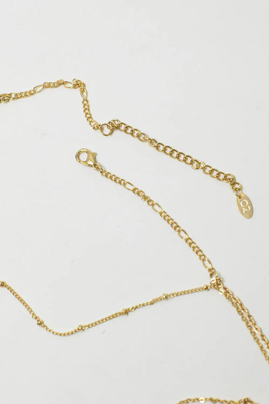 3 in 1 Necklace With Multicolor Beads and Golden Details - GOLD