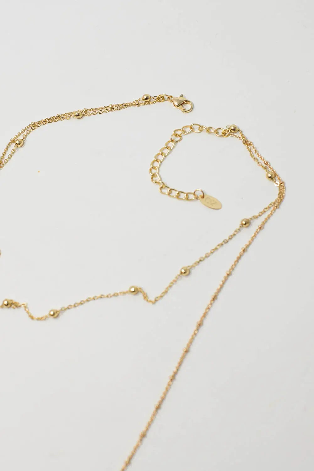 2 in 1 Necklace with Blue and Golden Beads - GOLD