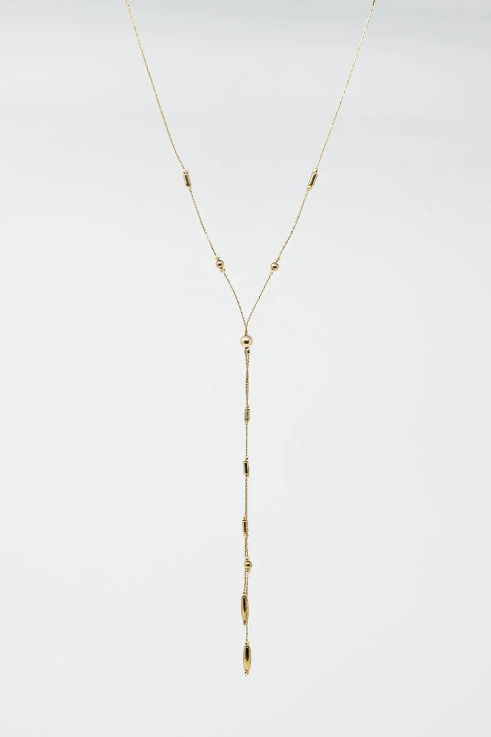Long Gold Necklance with golden beads throughout and Long golden Tassle - GOLD