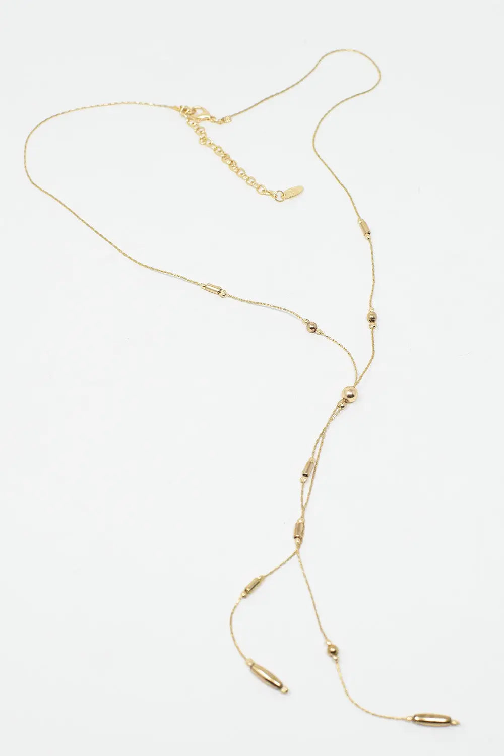 Long Gold Necklance with golden beads throughout and Long golden Tassle - GOLD