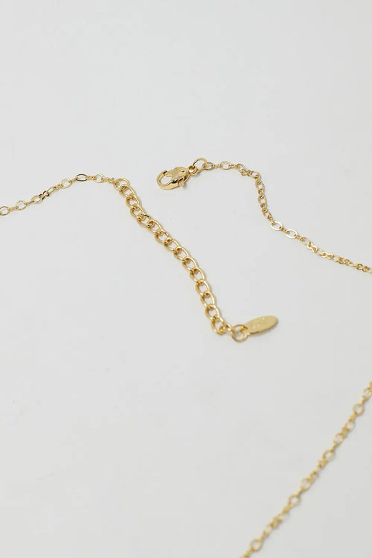 Golden Necklace with Star Charm and Green Bead - GOLD