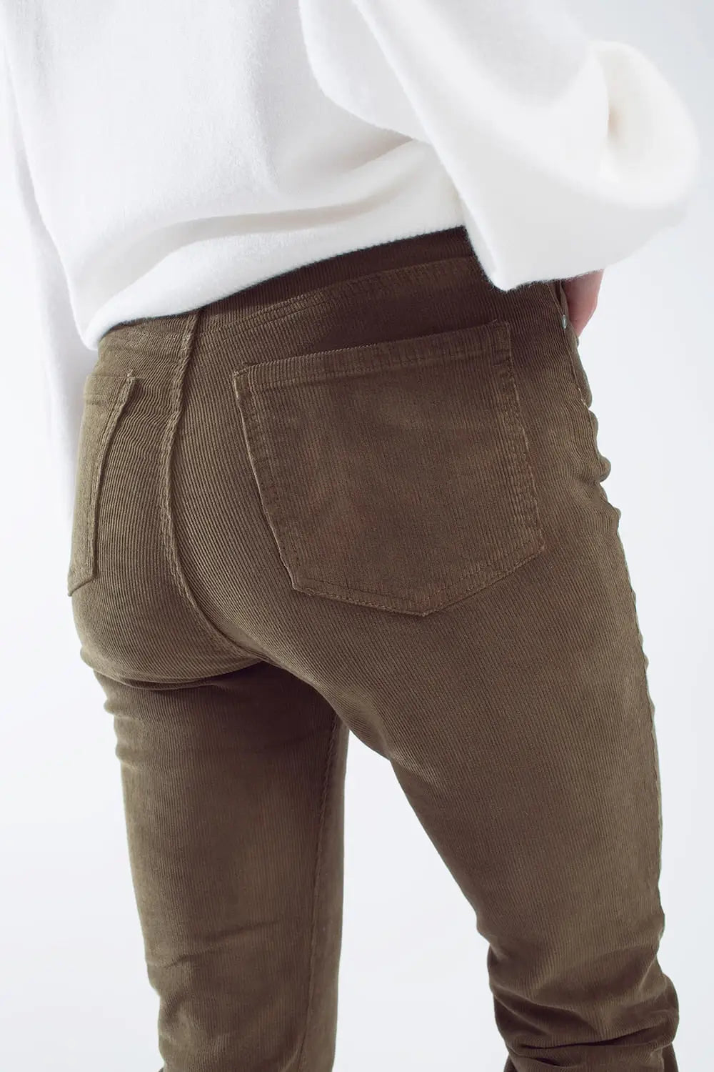 skinny cord pants in olive green - Pants