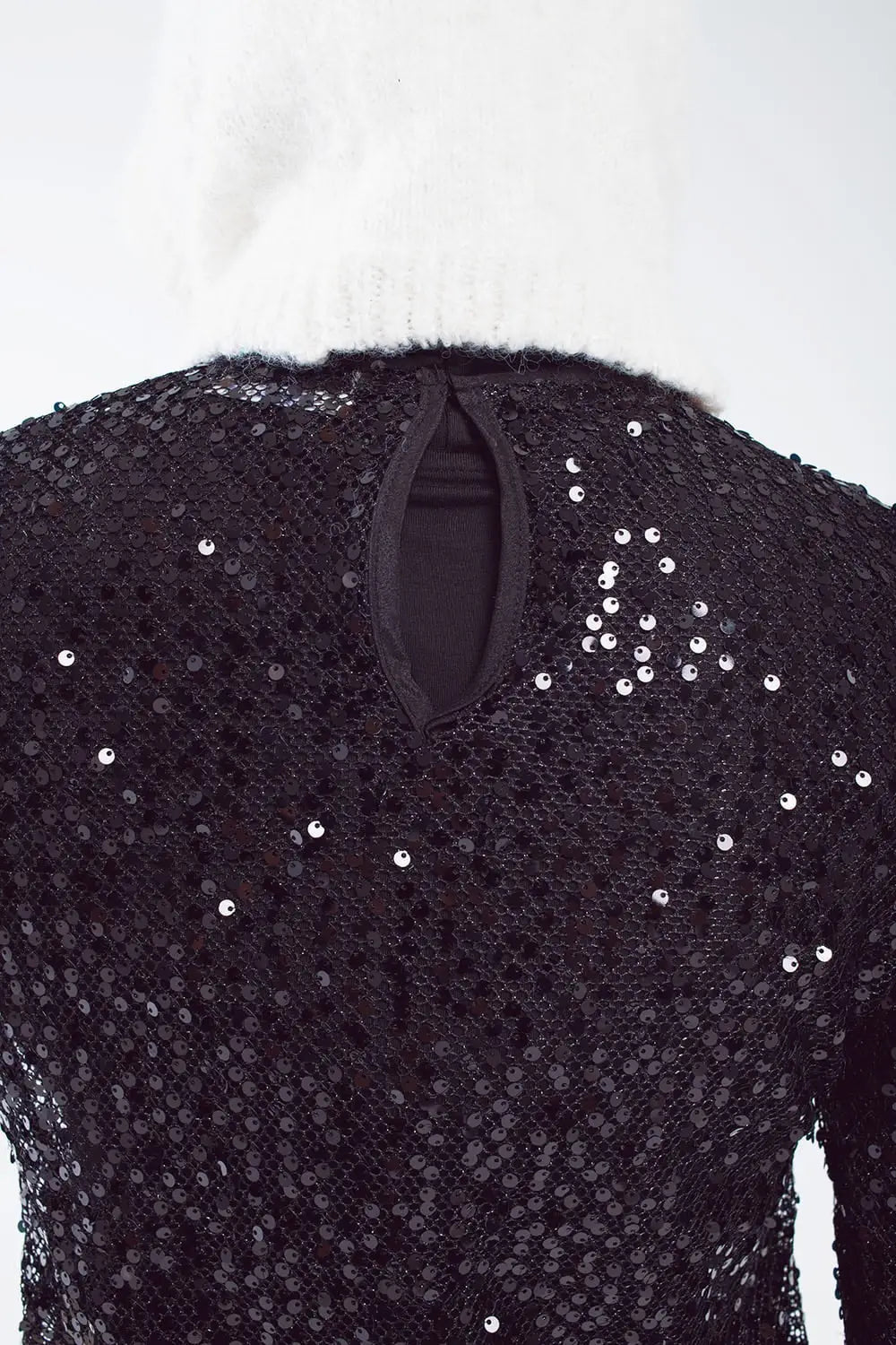 Long sleeve sequin top in black - Tops