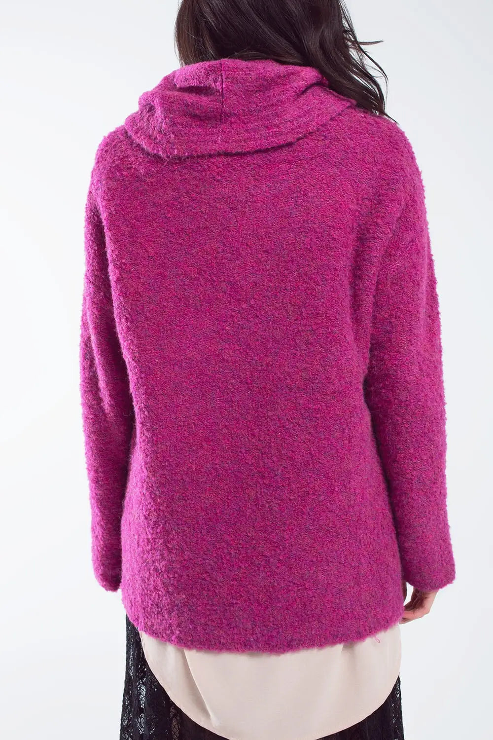 Wide sweater with bardot neck in magenta - FUCHSIA / ONE - Sweaters