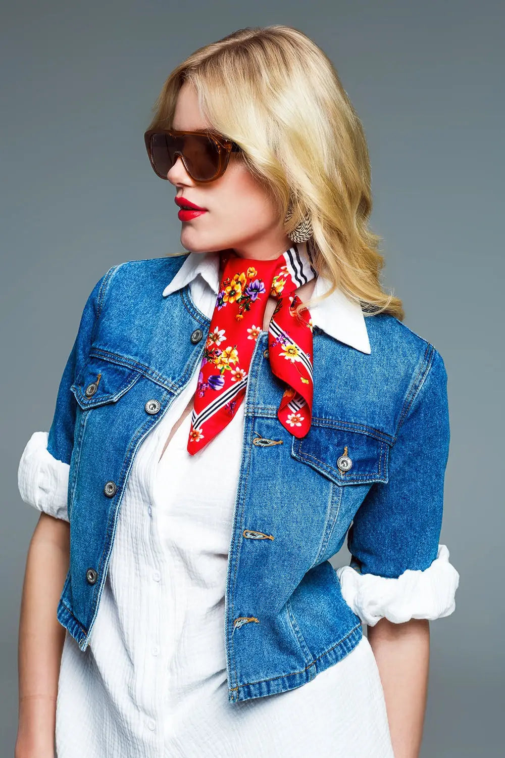 Cropped Denim Jacket CH Style In Mid Wash - Jackets