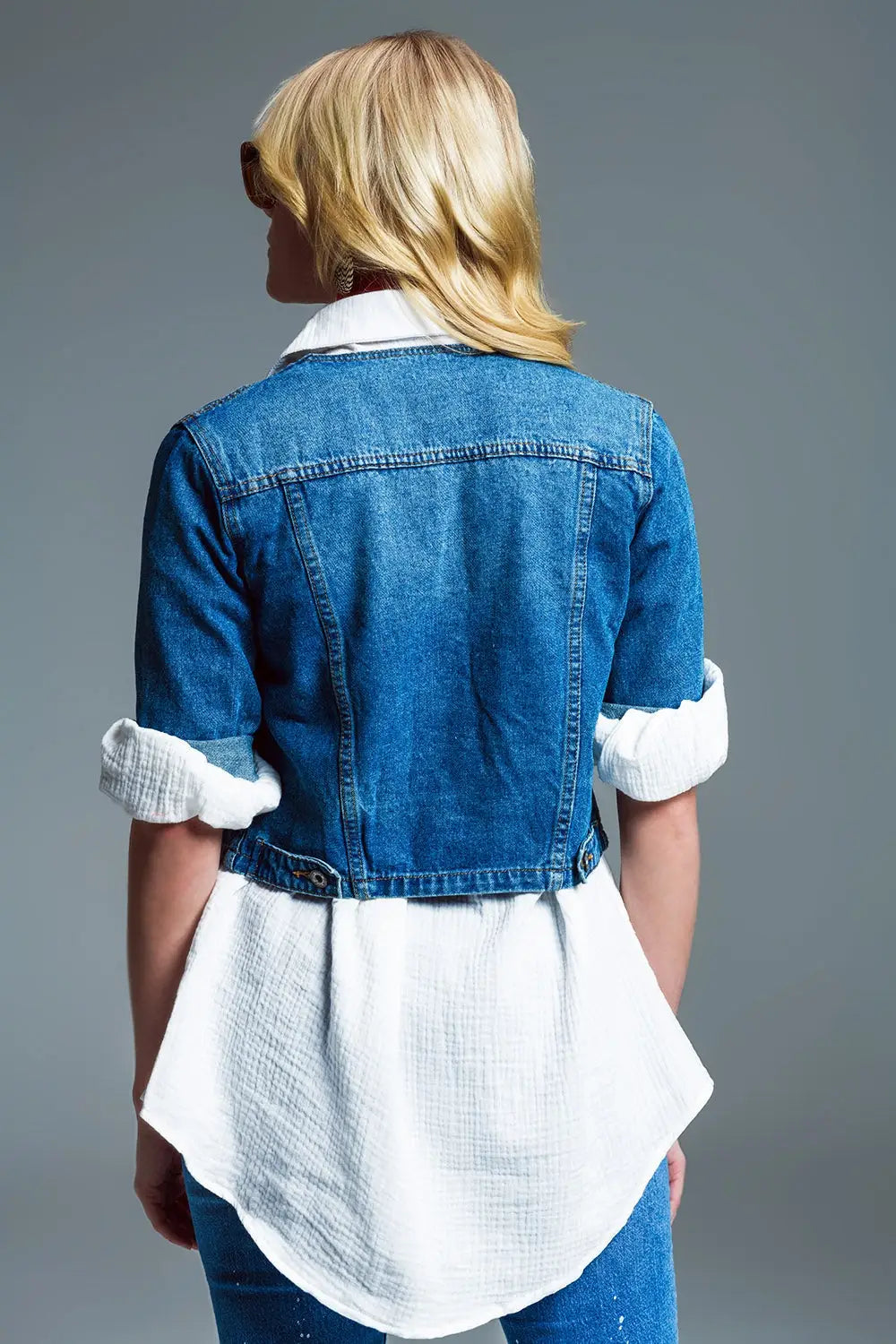 Cropped Denim Jacket CH Style In Mid Wash - Jackets