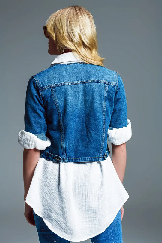 Cropped Denim Jacket CH Style In Mid Wash - Jackets