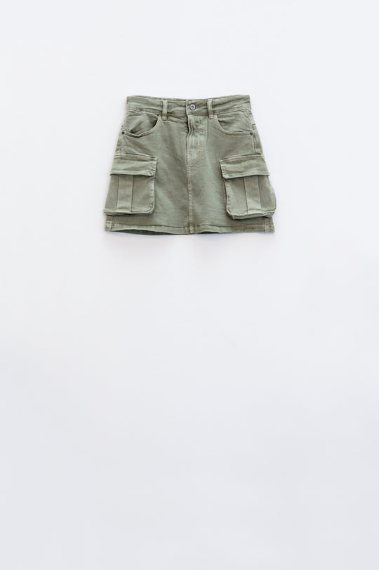 Cargo mini skirt in khaki