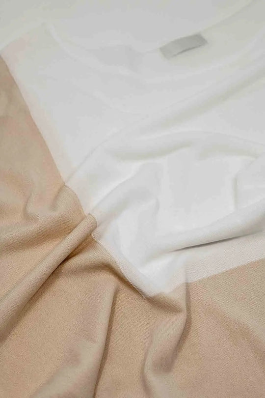Color Block Bat Wing Sweater In White and Beige - BEIGE / ONE - Sweaters