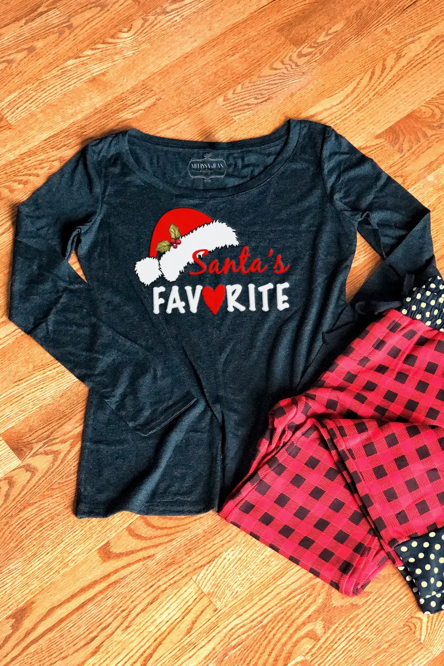 Santa's Favorite Long Sleeve Tee *Exclusive Design - Melissa Jean Boutique
