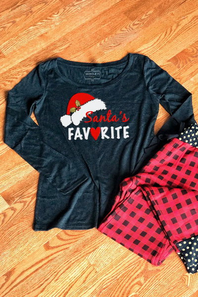 Santa's Favorite Long Sleeve Tee *Exclusive Design - Melissa Jean Boutique
