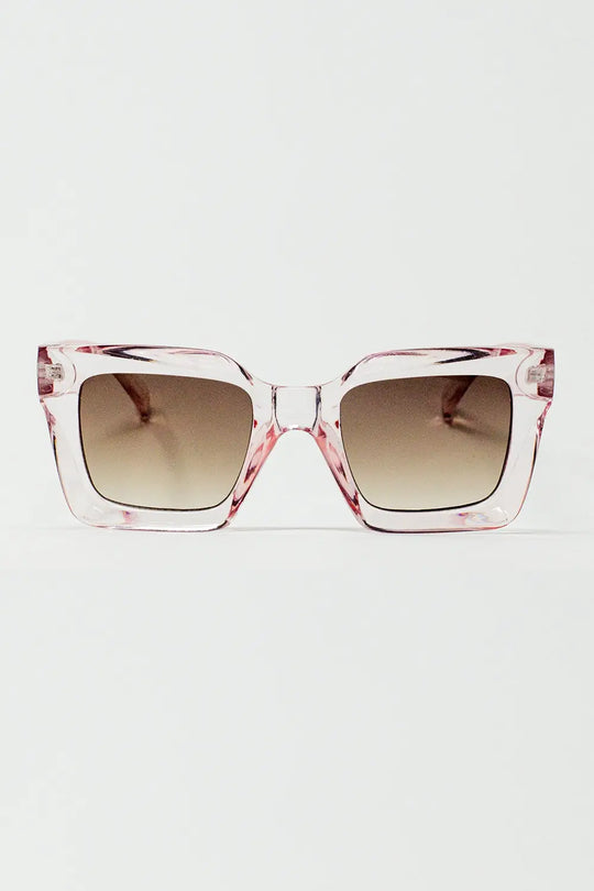 Q2 90's Squared Sunglasses in Pink
