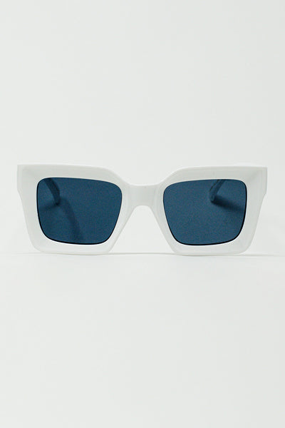 Q2 90's Squared Sunglasses in white