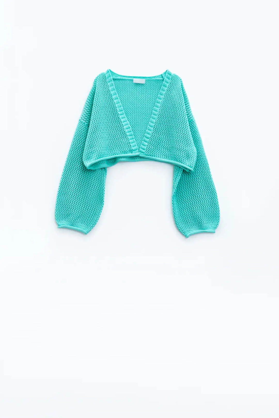 Crochet basic cropped cardigan in mint - GREEN / ONE - Cardigans