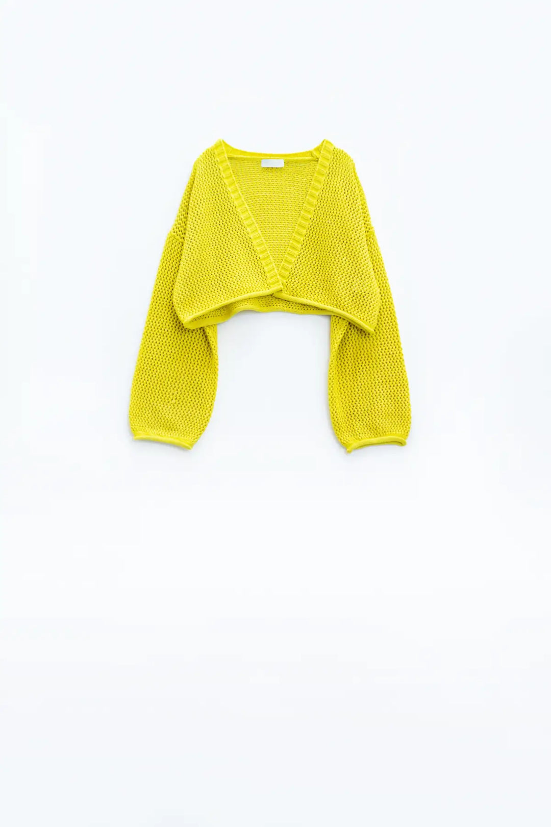 Crochet basic cropped cardigan in yellow - YELLOW / ONE - Cardigans