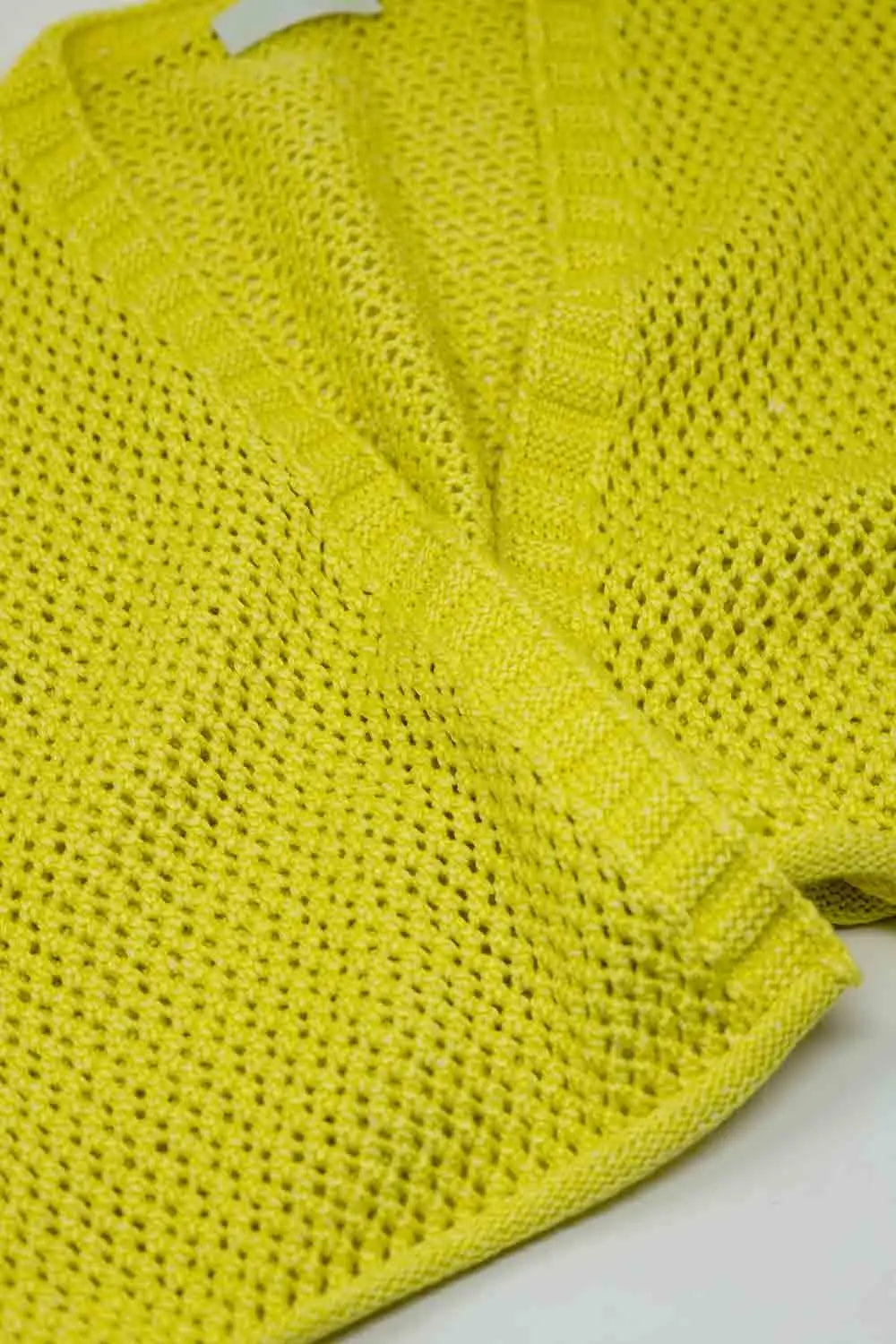 Crochet basic cropped cardigan in yellow - YELLOW / ONE - Cardigans