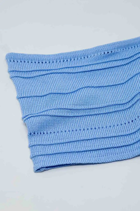 Strapless Knitted bodycon Top In light blue - BLUE / ONE - Tops Sweaters