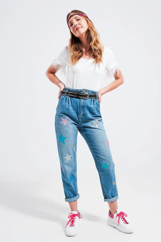 Embellished top with faux feather cuffs in white - T-Shirts