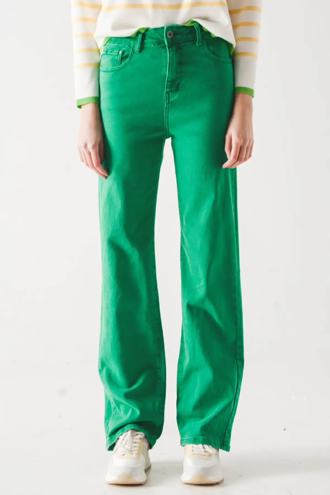 High waisted slouchy mom jeans in green - Colored Jeans