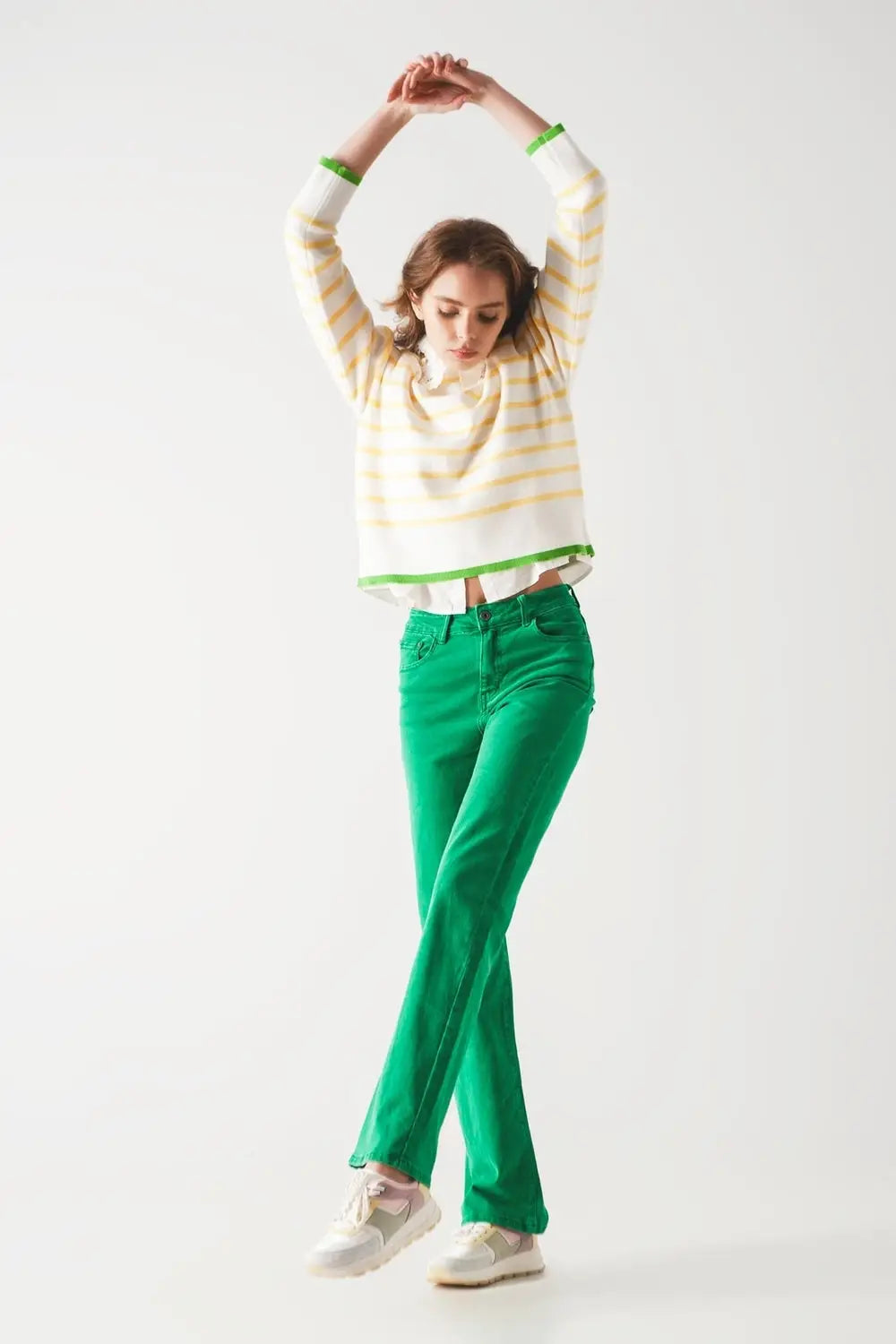 High waisted slouchy mom jeans in green - Colored Jeans