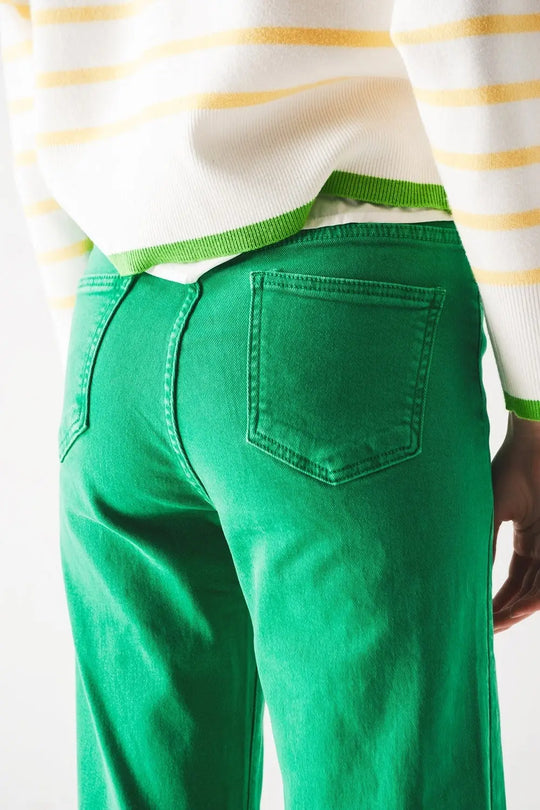High waisted slouchy mom jeans in green - Colored Jeans