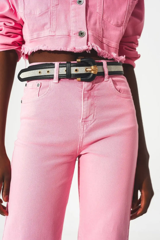 Cropped wide leg jeans in pink - Colored Jeans