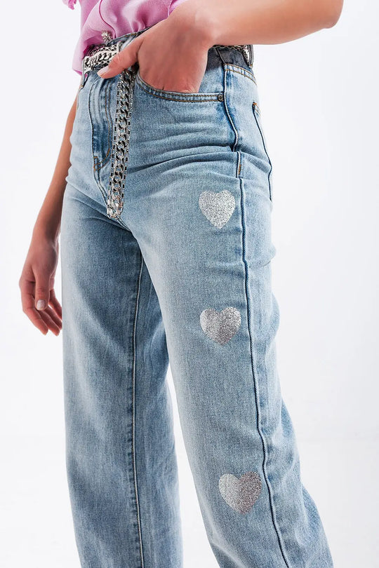 90s jean in heart print - Jeans