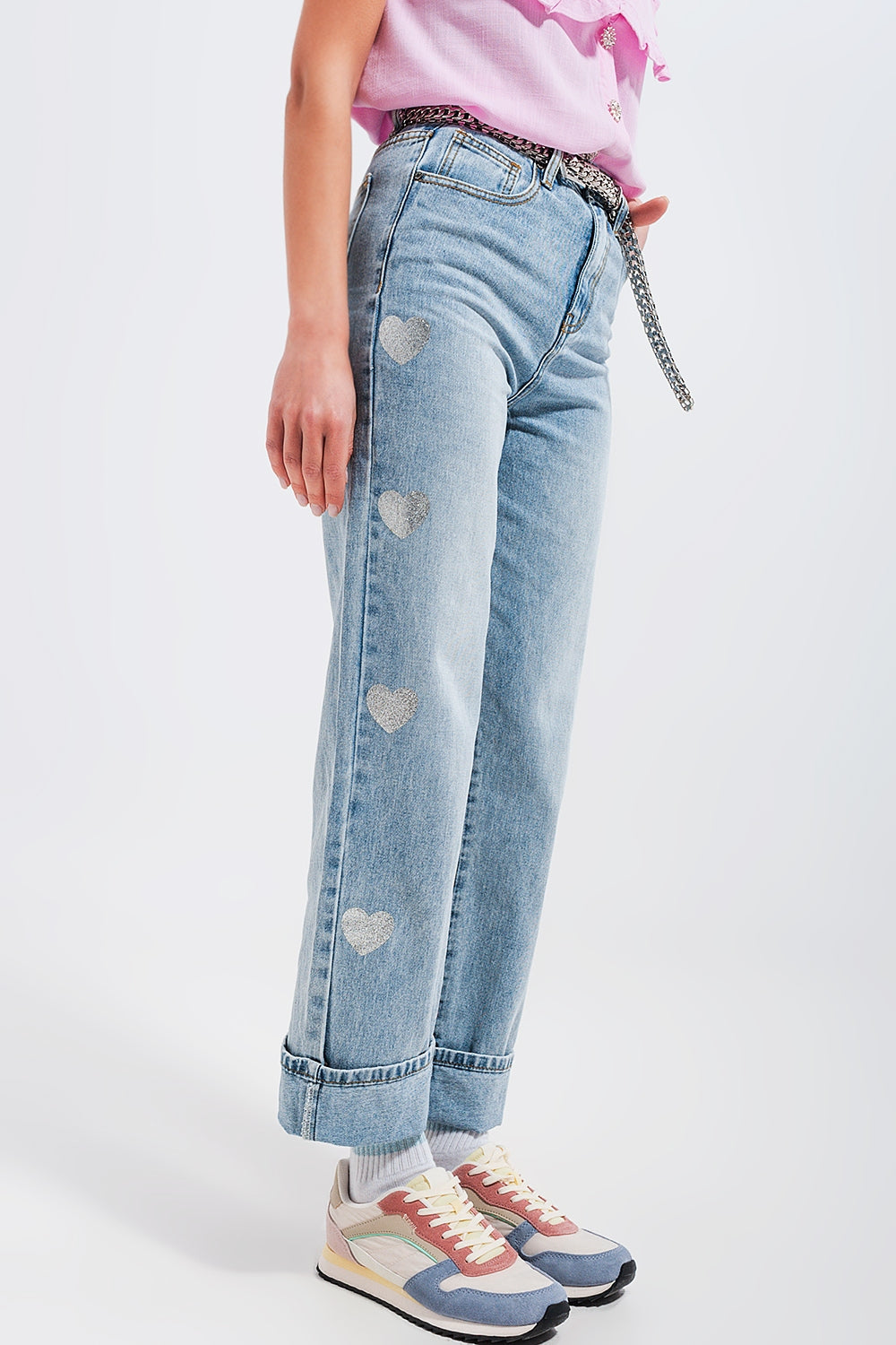 90s jean in heart print