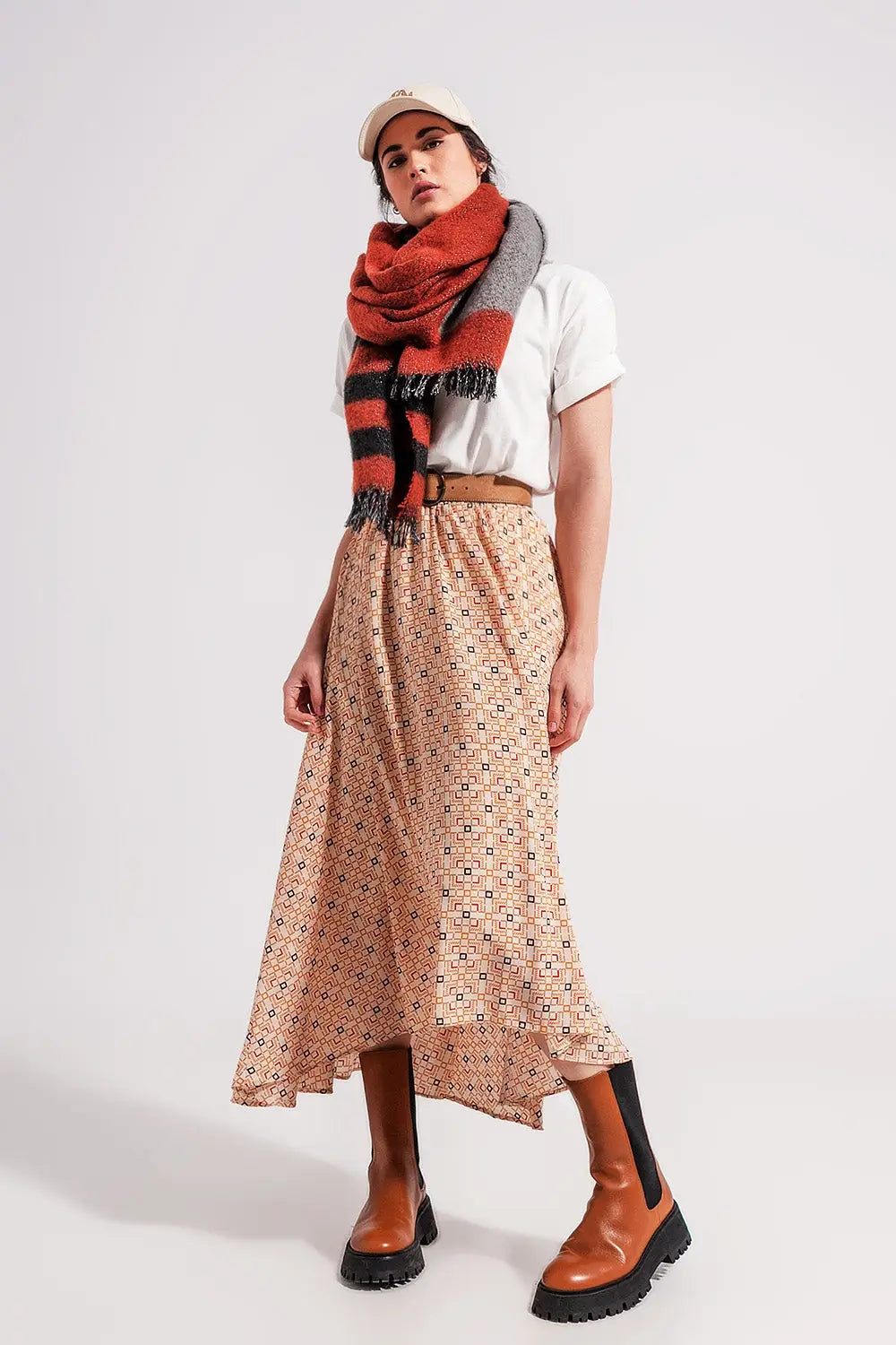 90s Midi skirt in geo print - Skirts