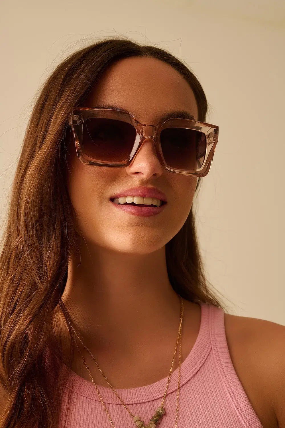 90s Squared Sunglasses in beige - One Size / Beige