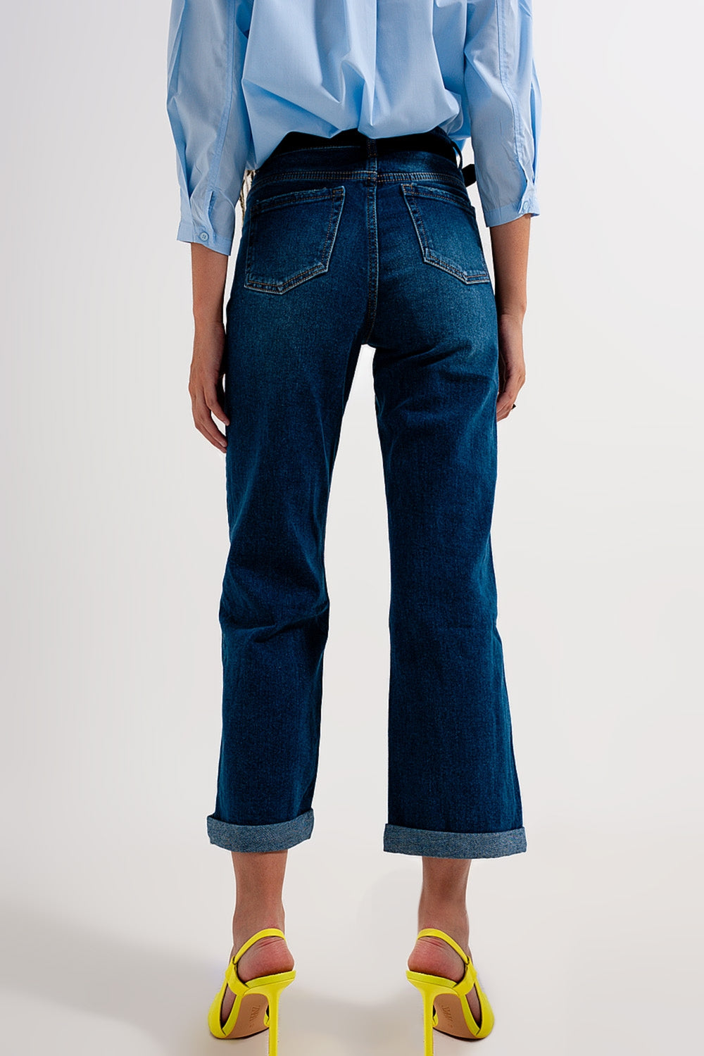 90s straight leg jean in mid wash blue