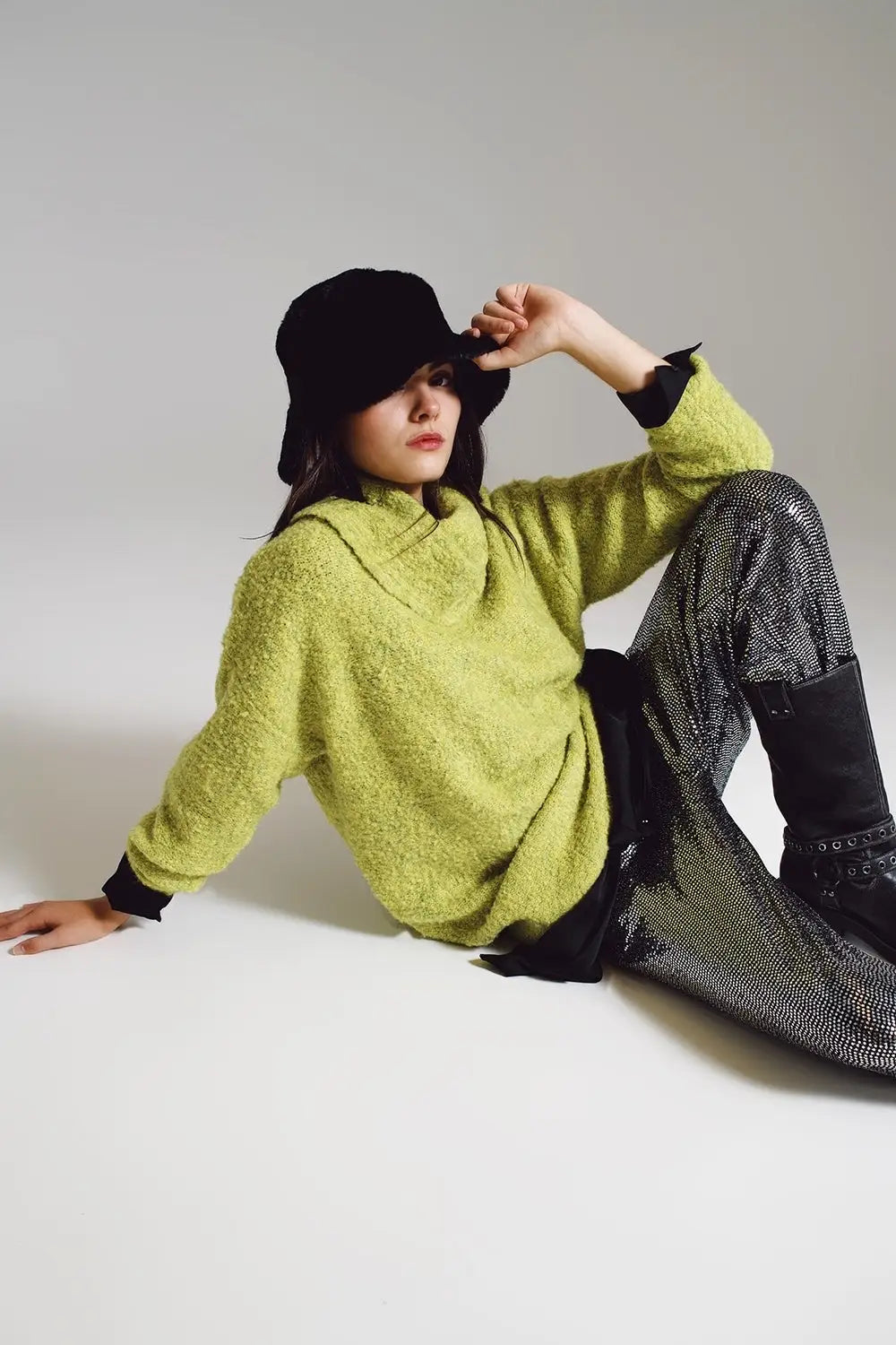 Sweater in green with a bardot neck. - GREEN / ONE - Sweaters