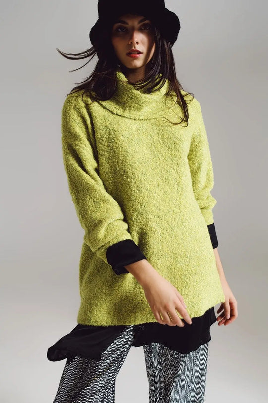 Sweater in green with a bardot neck. - GREEN / ONE - Sweaters