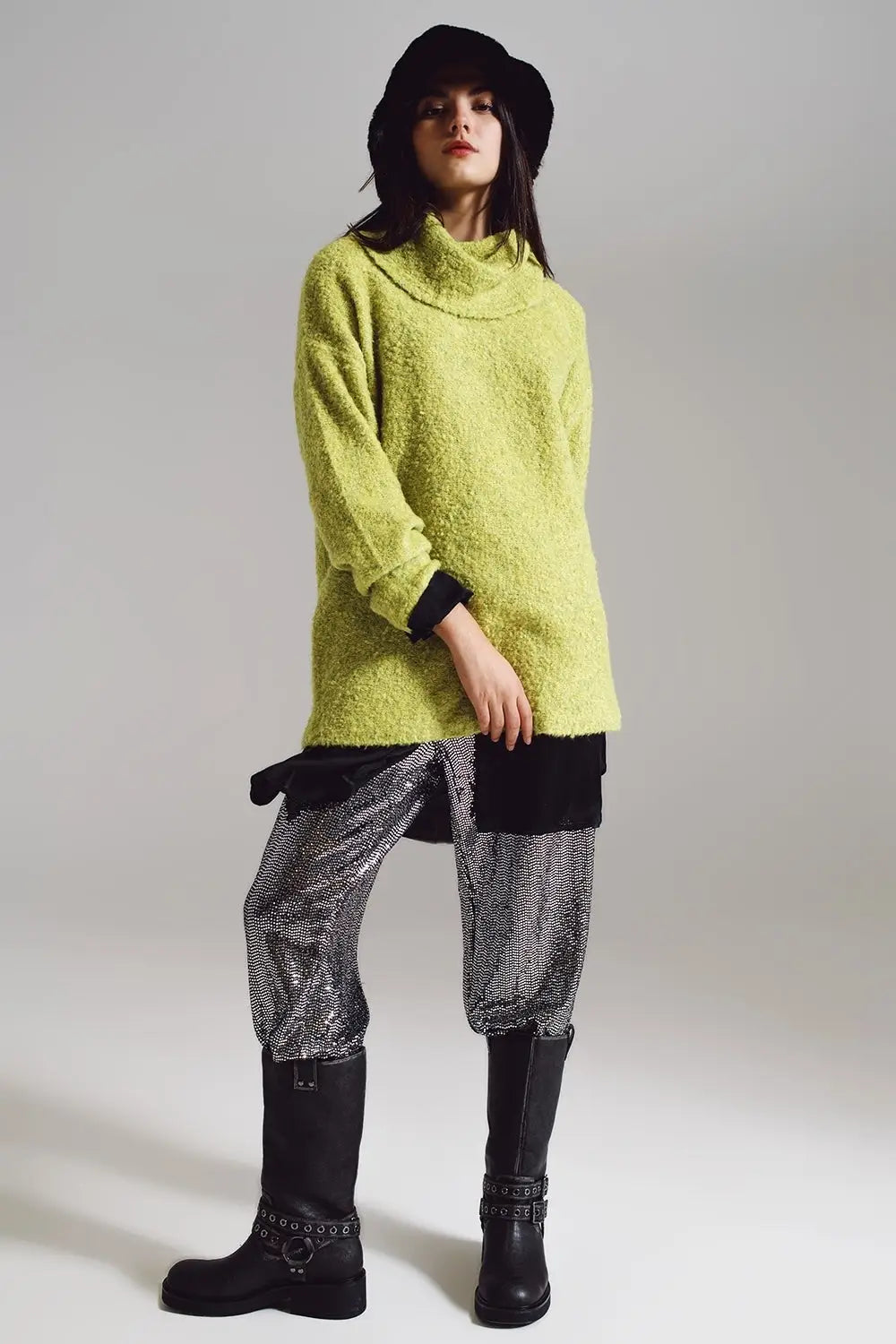 Sweater in green with a bardot neck. - GREEN / ONE - Sweaters