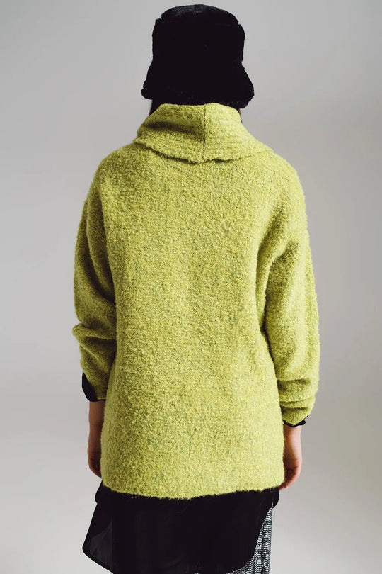 Sweater in green with a bardot neck. - GREEN / ONE - Sweaters