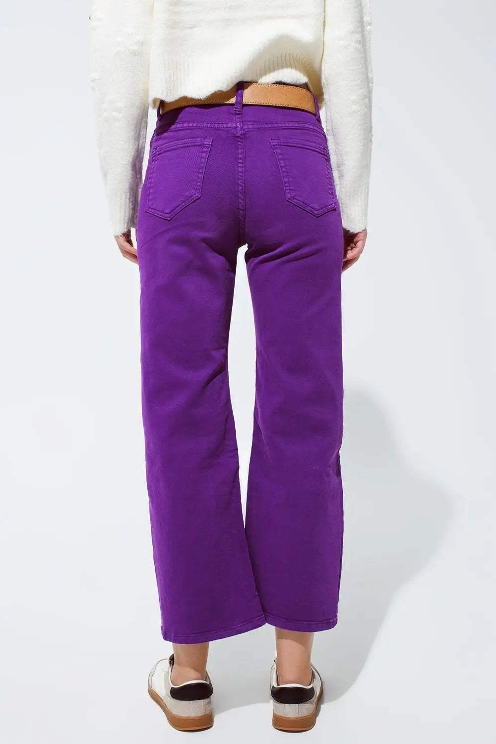 Cropped wide leg jeans in purple - Colored Jeans