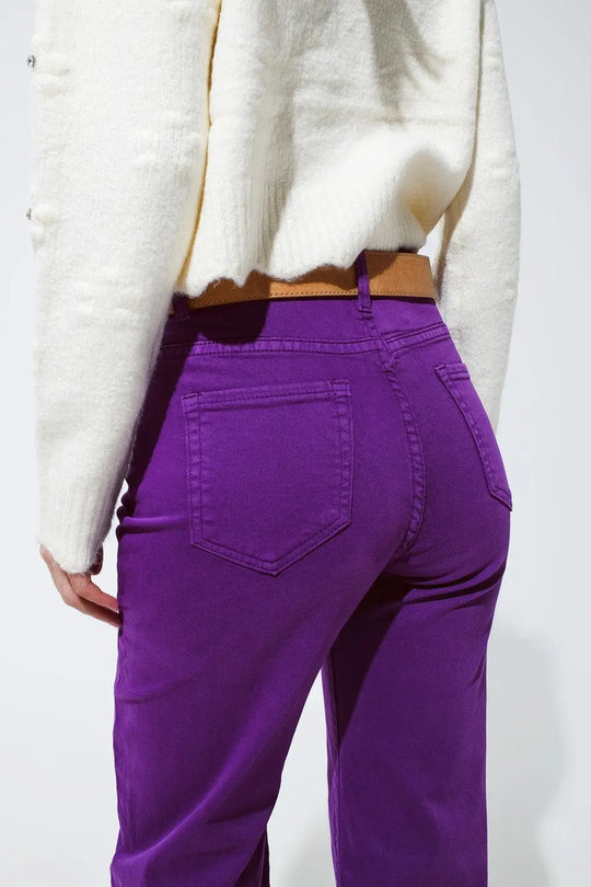 Cropped wide leg jeans in purple - Colored Jeans