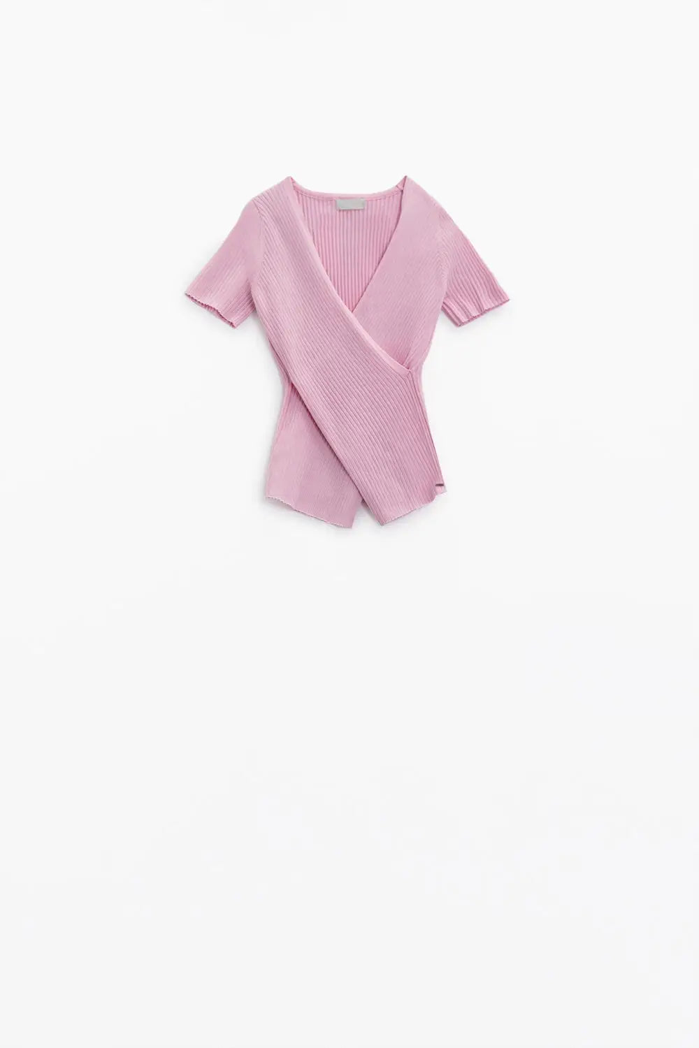Pink sweater with crossed front and V-neck - Sweaters