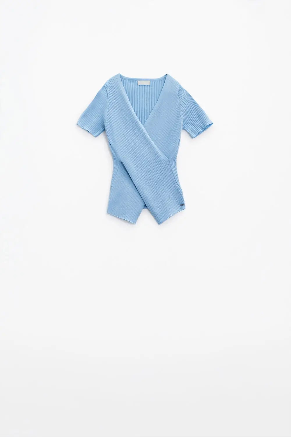 Blue sweater with crossed front and V-neck - Sweaters