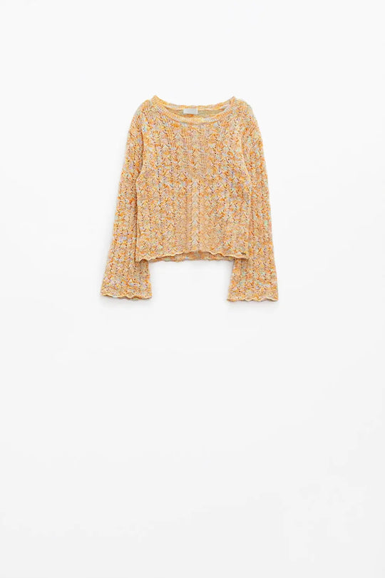 Multicolor Sweater With Flared Sleeves - Sweaters