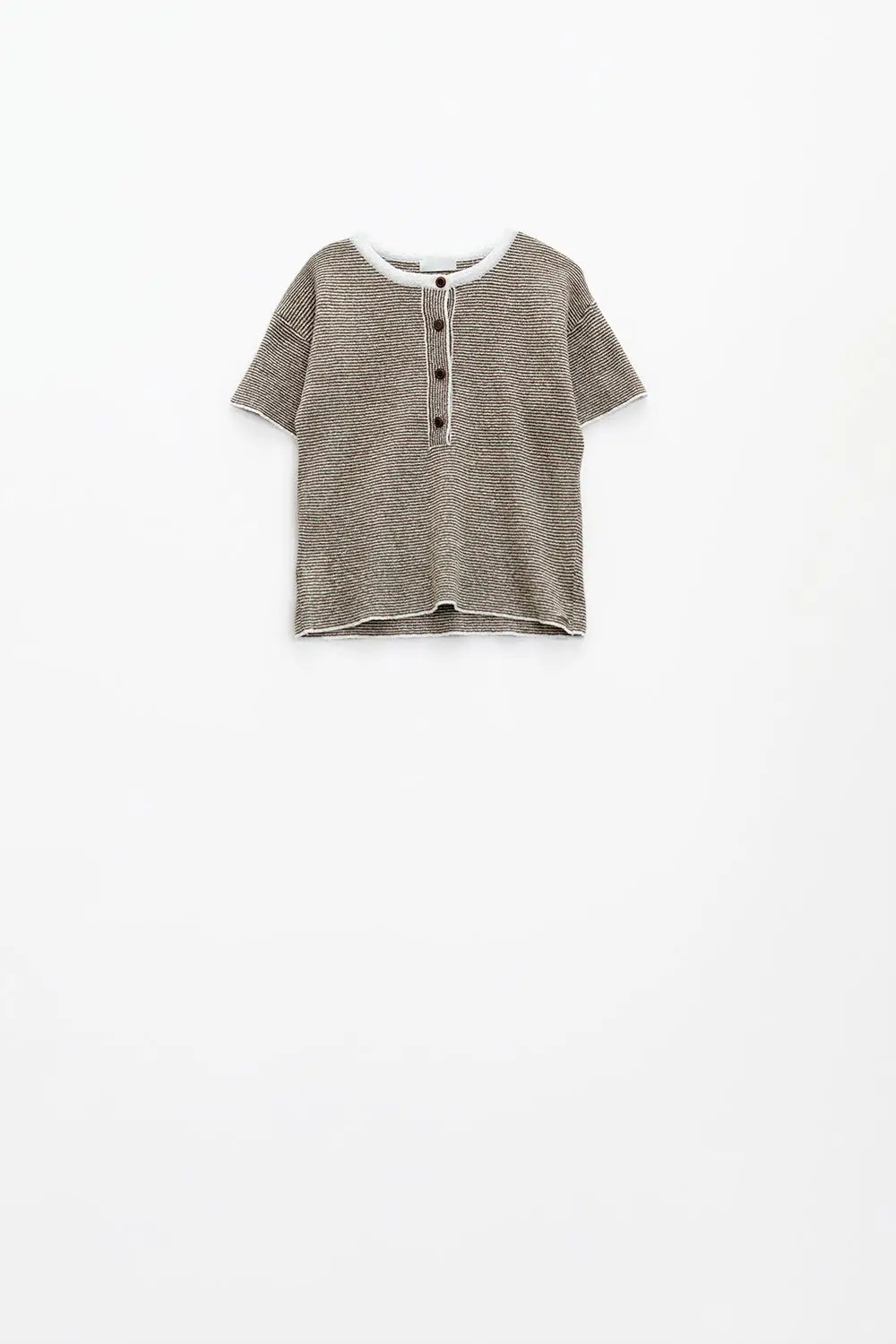 sweater with khaki stripes and gold button closure - Sweaters