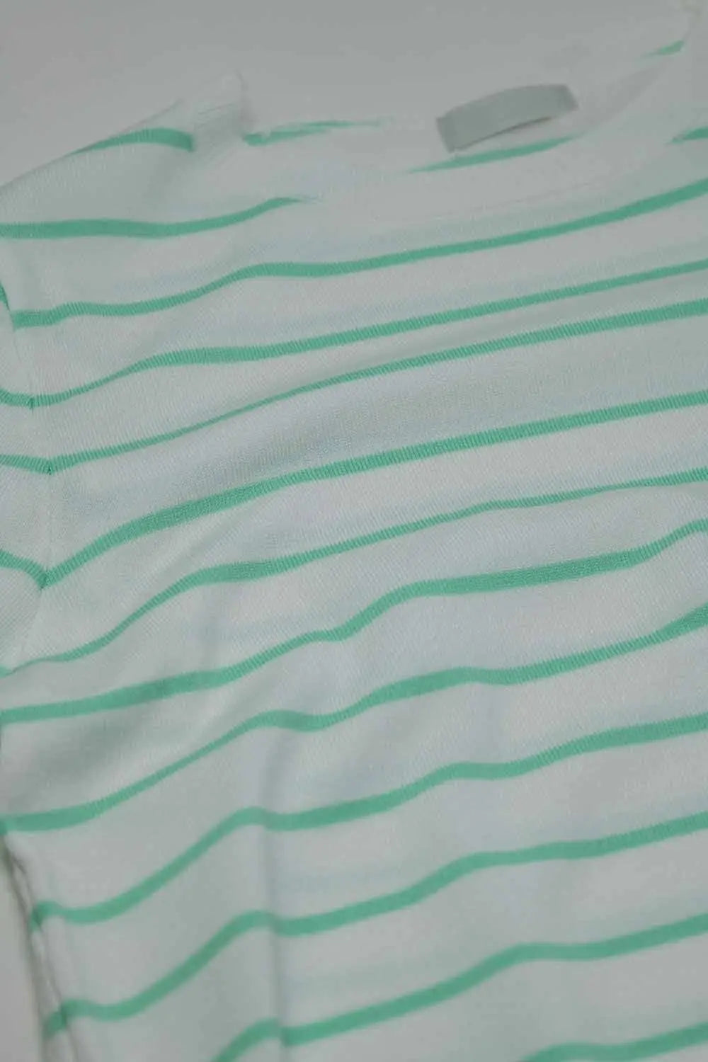 White long sleeves sweater with light green stripes - Sweaters