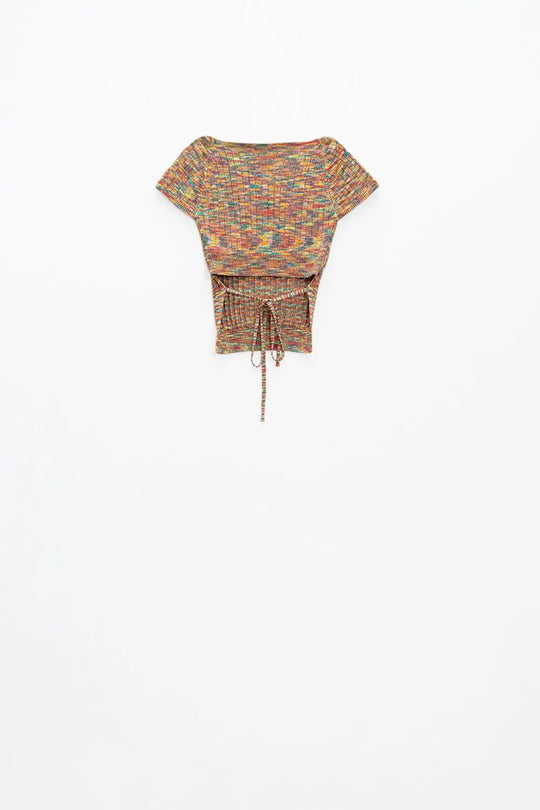 Colorful elastic top with bare lower back - Tops Sweaters