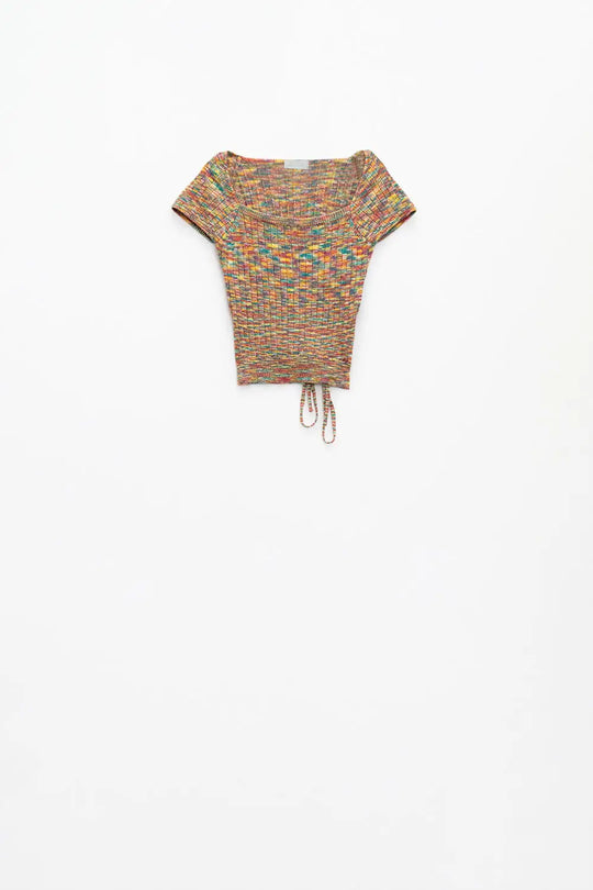 Colorful elastic top with bare lower back - Tops Sweaters