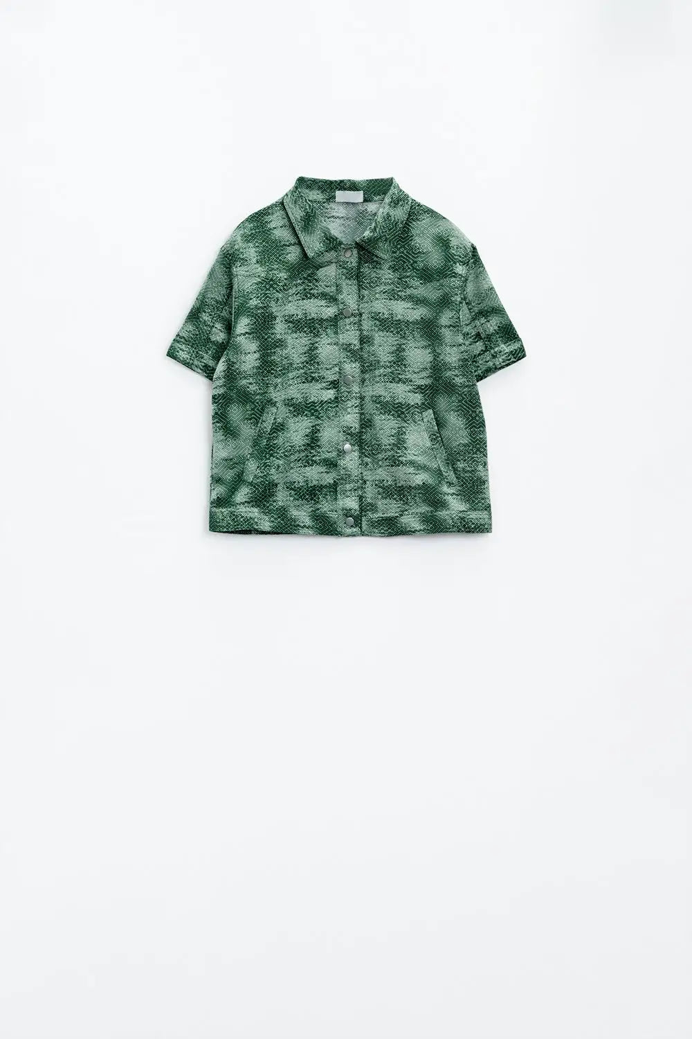 Button Up Polo Shirt In Tie Dye Green - Shirts