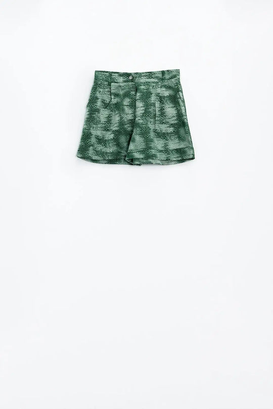 Shorts In Tie Dye Green With Front And Back Pockets - Pants