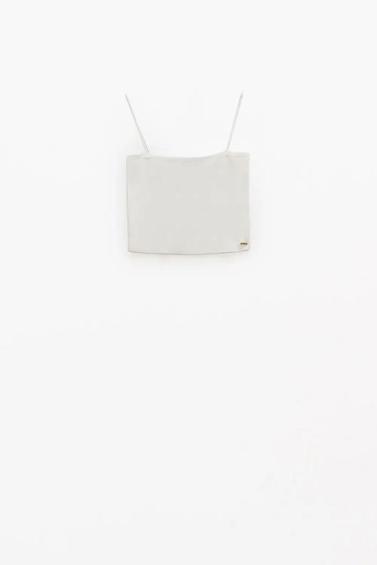 Basic knitted Top In White With Thin Straps - Tops